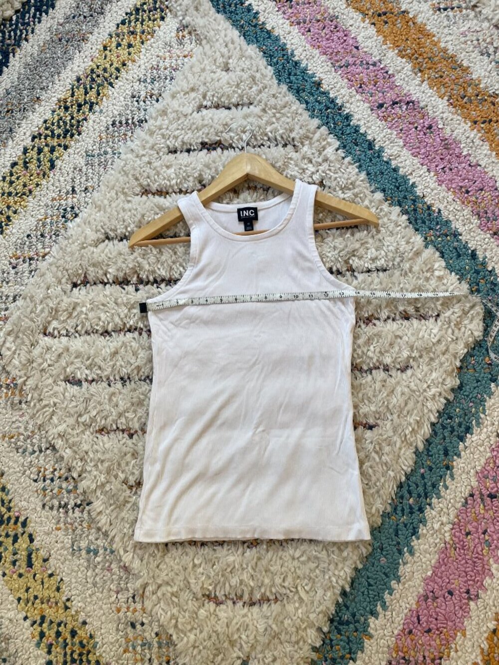 INC White Ribbed Racerback Tank - Picture 8 of 8